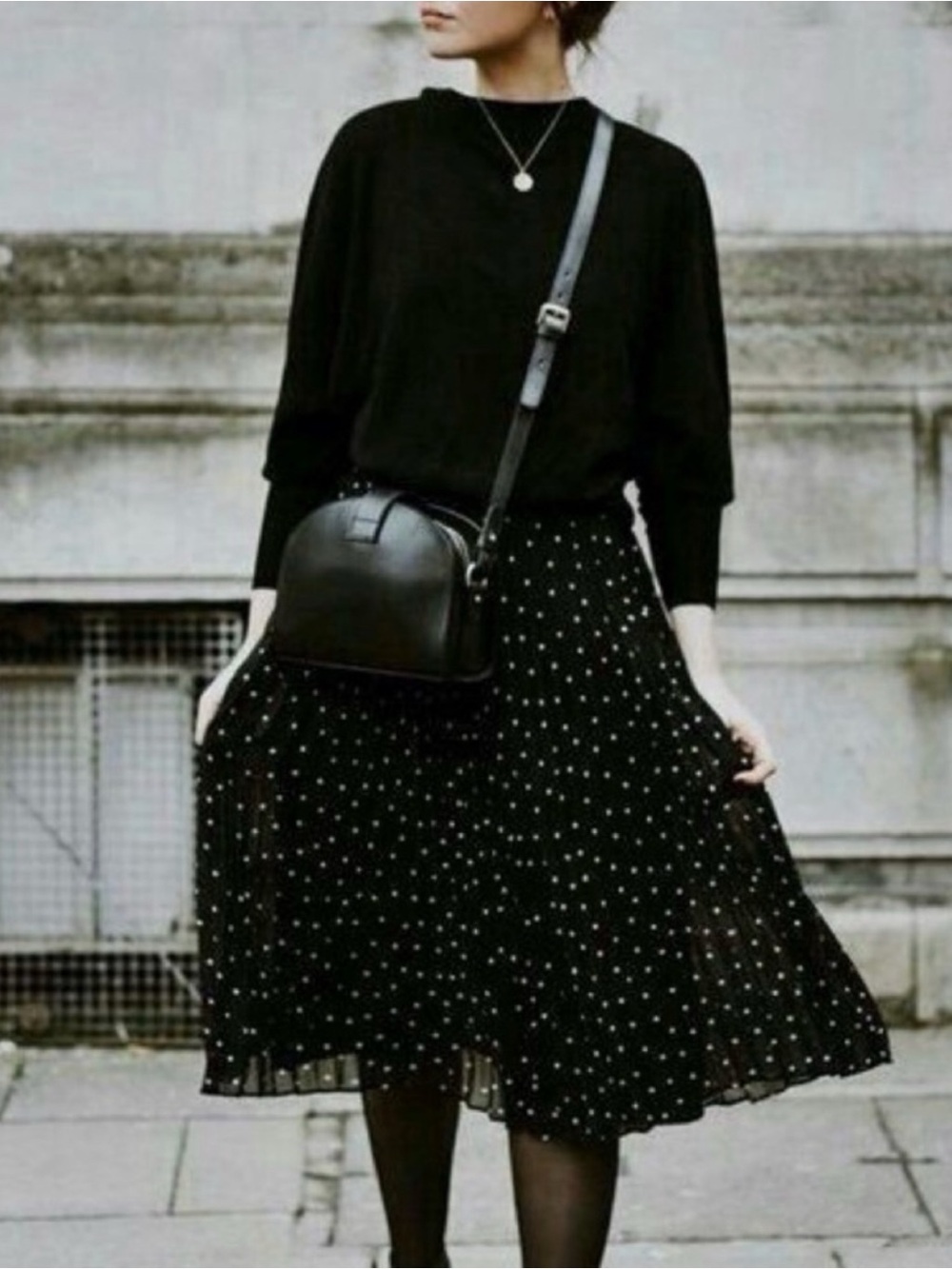 Sezane Polka Dot Midi Pleated Skirt S 4